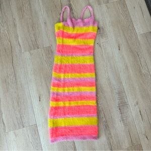Super cute stripped fuzzy dress size small